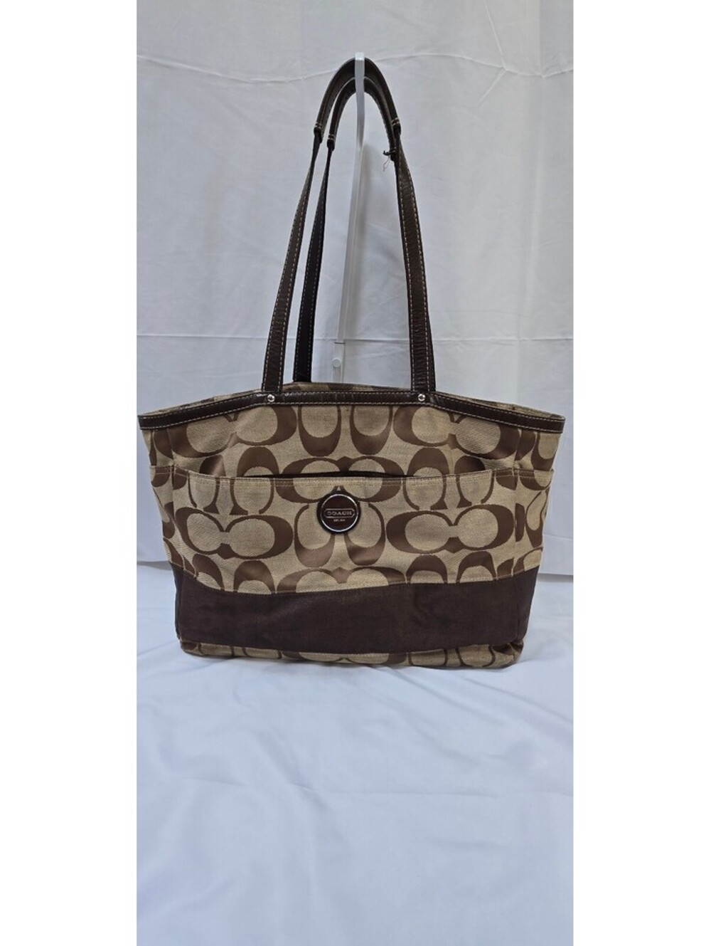 Coach Signature Stroll Around Large Diaper Baby Tote Bag Brown Tan Y2K